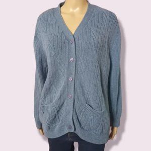 Blue/Gray TanJay Knitted Sweater Sz Medium